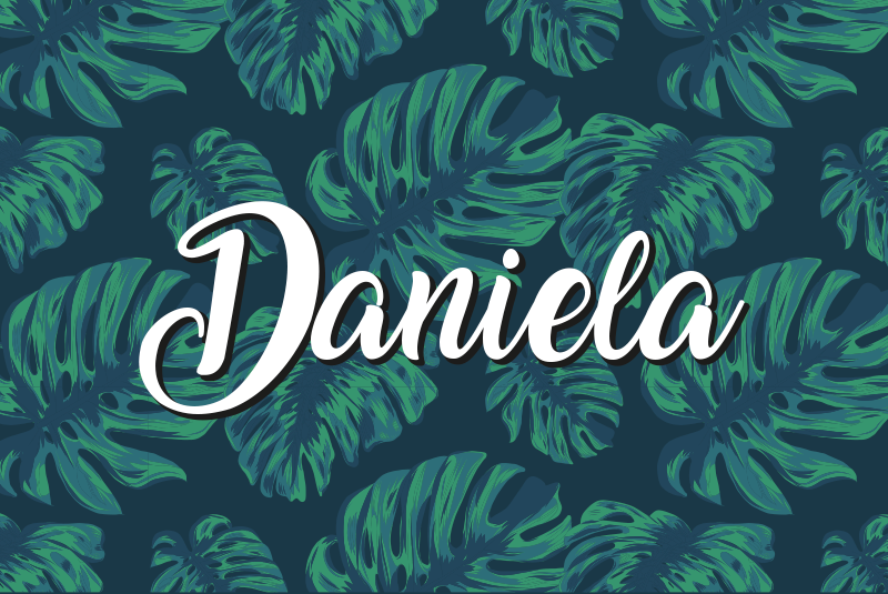 Tropical leaves with name teenager vinyl rug - TenStickers