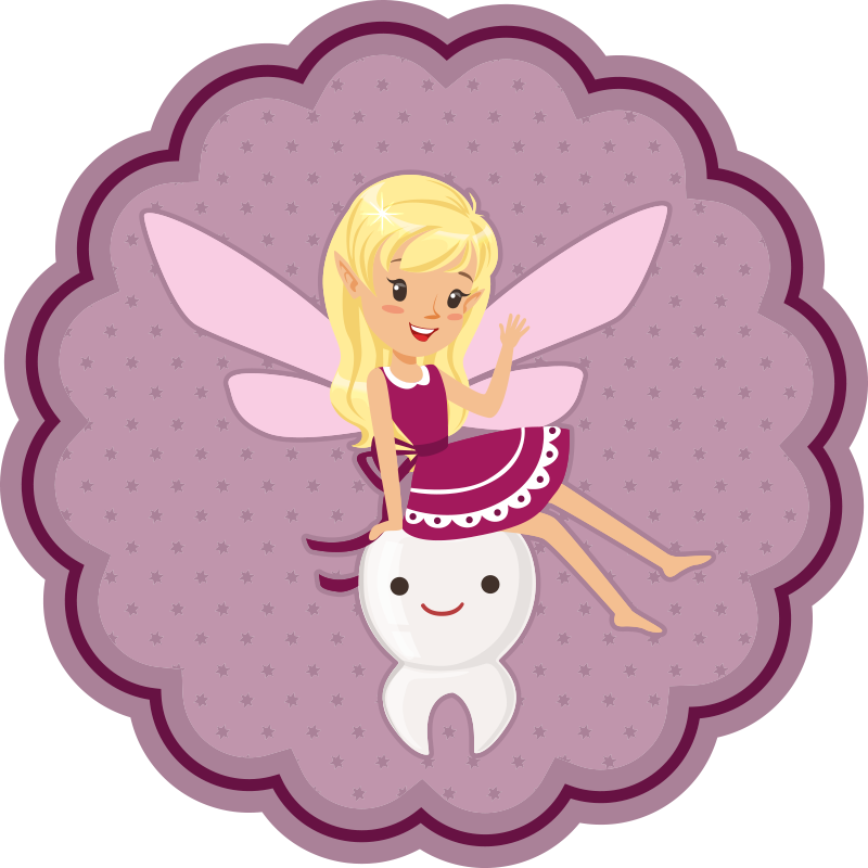 Tooth fairy with tooth happy kids vinyl rug - TenStickers