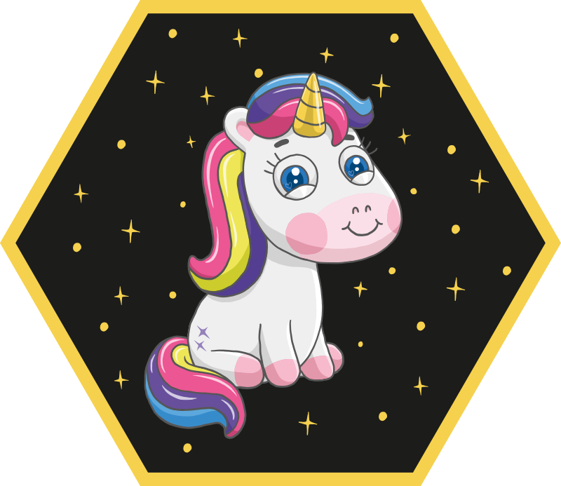 Unicorn sitting with rainbow kids vinyl rug - TenStickers