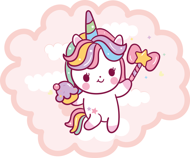 Baby unicorn with wand kids vinyl rug - TenStickers