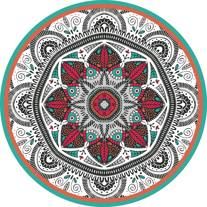 Big round mandala kitchen kitchen floor tiles - TenStickers