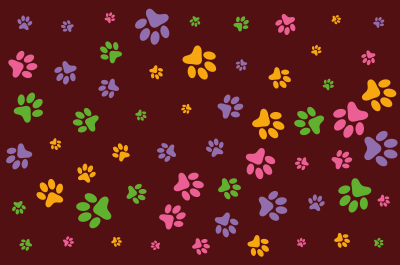 Colorful Paw Patterns animal print vinyl rug - TenStickers
