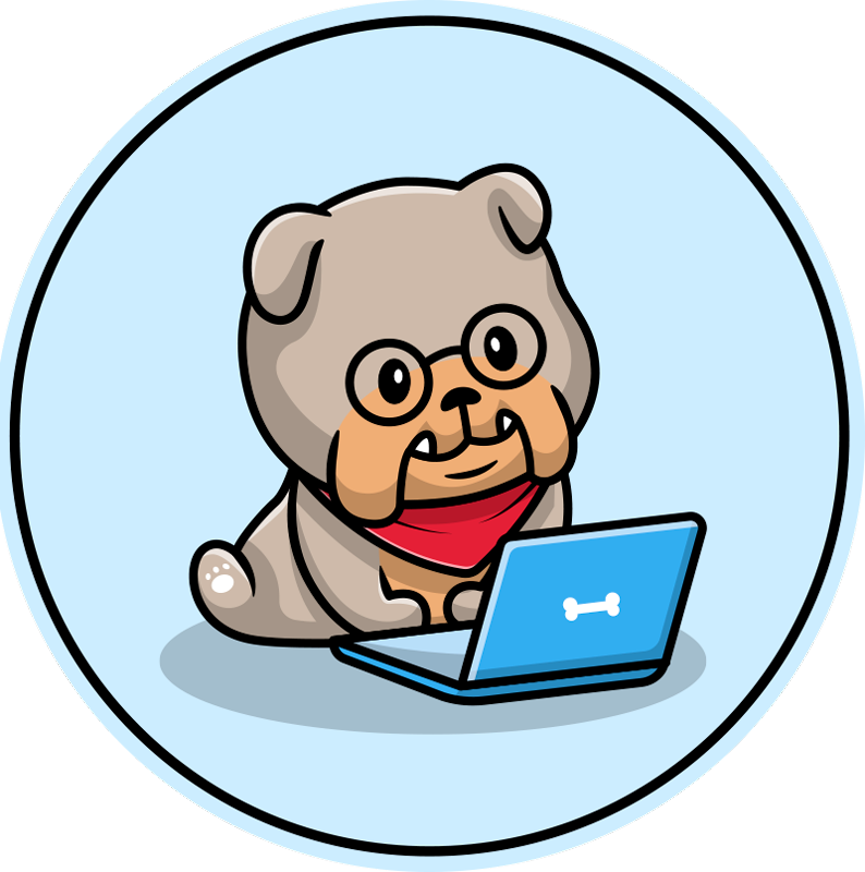 Puppy with computer animal vinyl rug - TenStickers