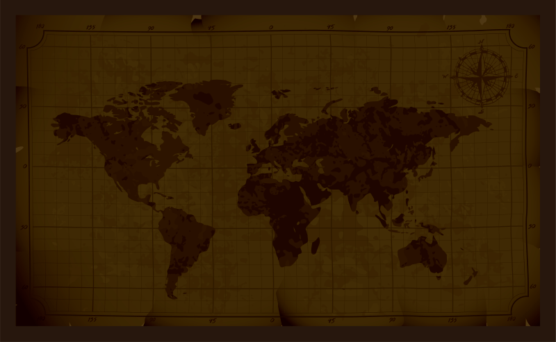 Antique brown design world map vinyl rug - TenStickers