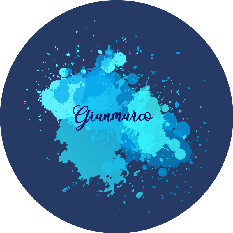 Splashing blue with name teenager vinyl rug - TenStickers