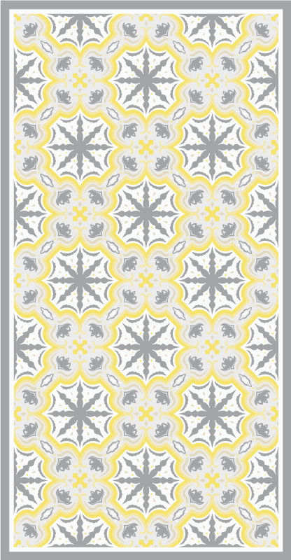 Gray and Yello Star Pattern kitchen vinyl rug - TenStickers