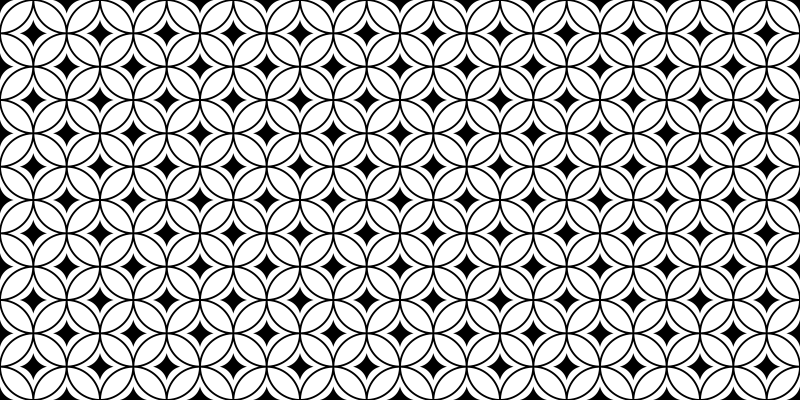 Mid century black tile effect vinyl rug - TenStickers