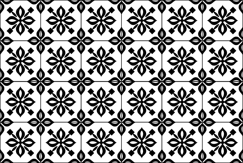 black and white mandala  tile carpet - TenStickers
