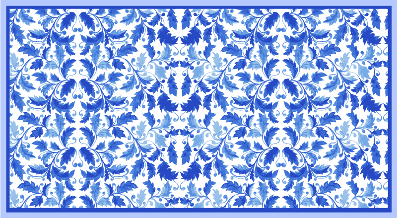 Blue Floral Patterns textured vinyl rug - TenStickers