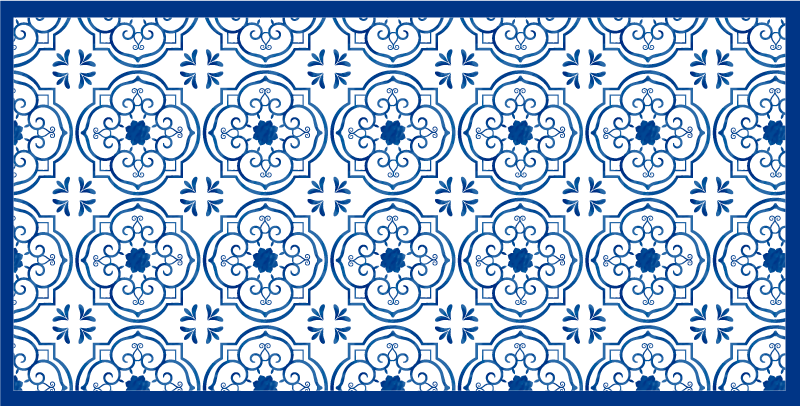 Blue shapes mandala vinyl rug - TenStickers