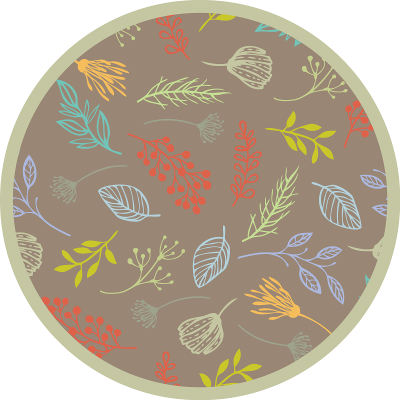 Botanical Leaf Print flower vinyl rug - TenStickers