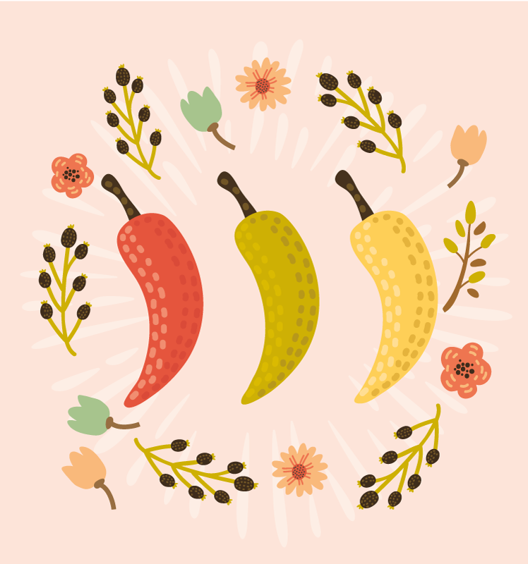 Vintage Chilli Peper  kitchen floor tiles - TenStickers