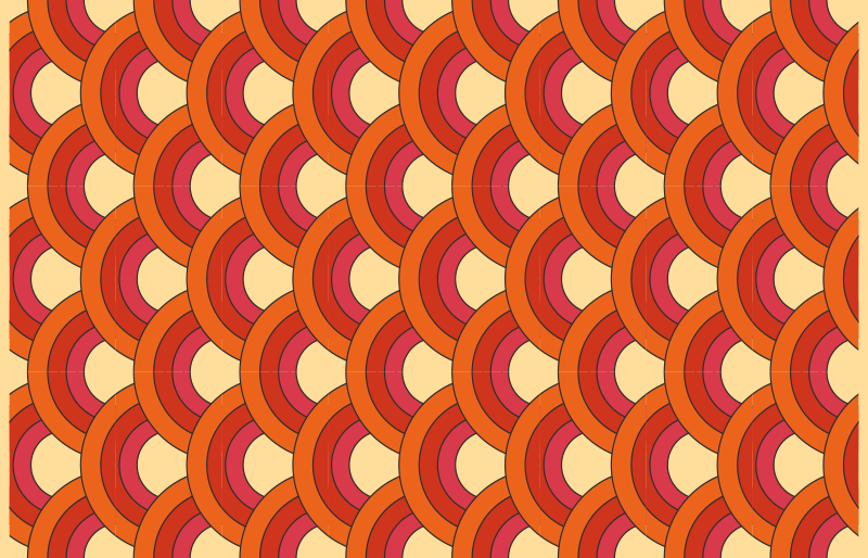 70's semicircles geometric vinyl rug - TenStickers