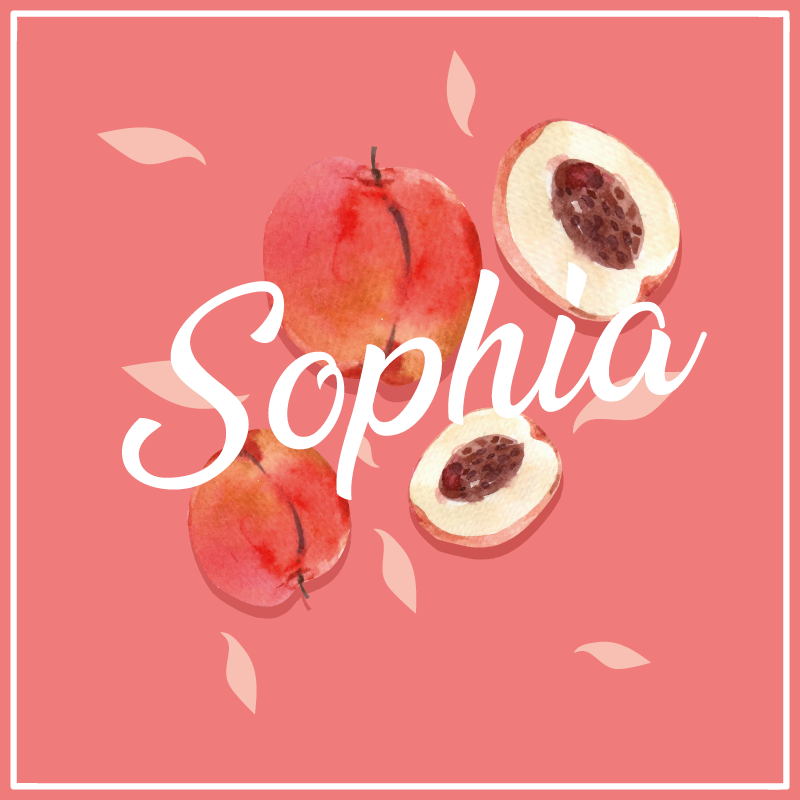 Pink peaches with name teenager vinyl rug - TenStickers