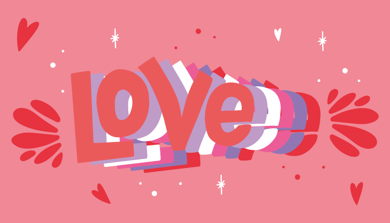 Groovy love letter custom vinyl rug - TenStickers