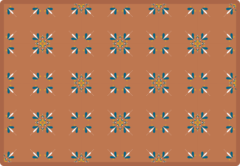 Terracotta tiles with blue pattern tile carpet - TenStickers