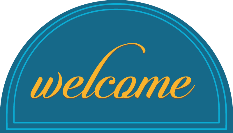 Entrance hall vinyl rug with blue welcome design - TenStickers