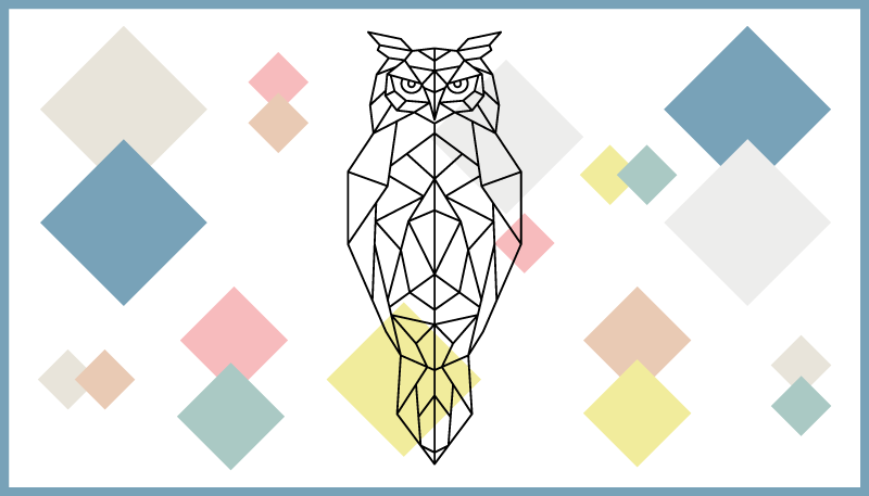 Owl print on geometric shapes  nordic vinyl rug - TenStickers