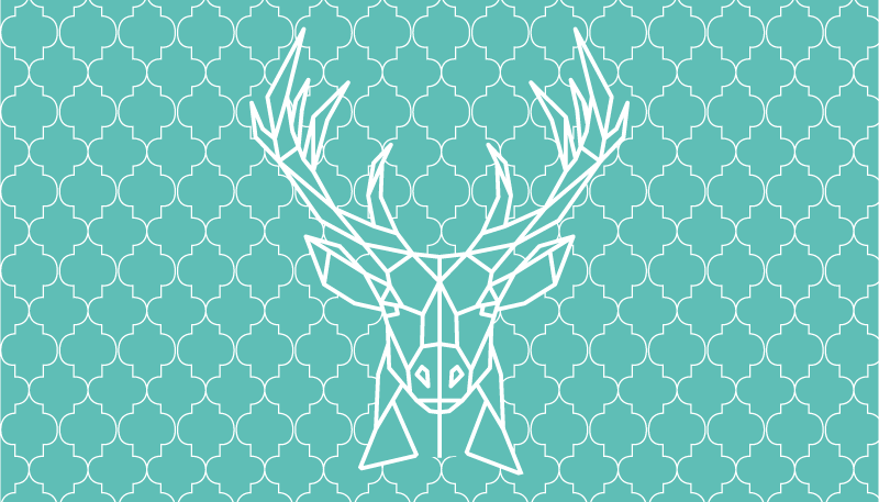 Deer head with triangles  nordic vinyl rug - TenStickers