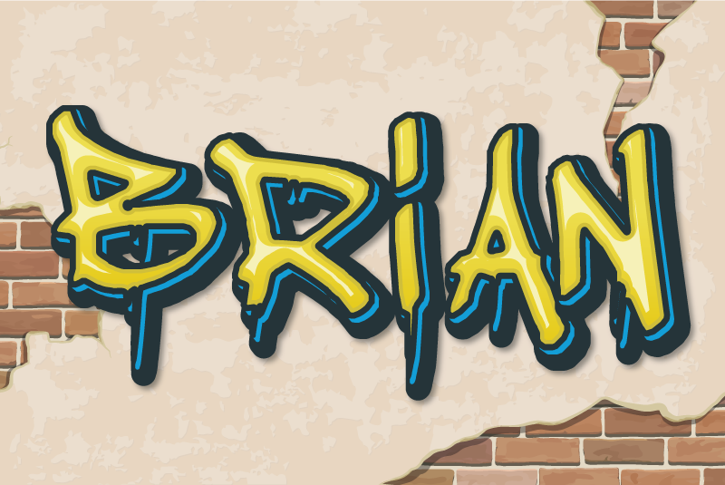 Graffiti and brick texture personalized mat - TenStickers