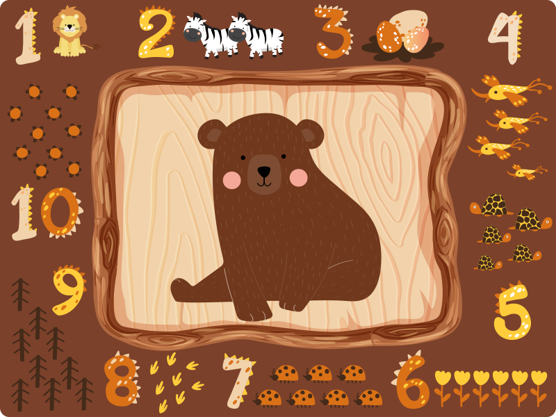 Bear educational design kids vinyl rug - TenStickers