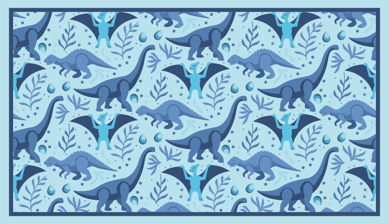 Blue dinosaur expedition vinyl rug - TenStickers
