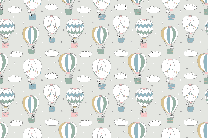 Animals party in air balloon baby play mat - TenStickers