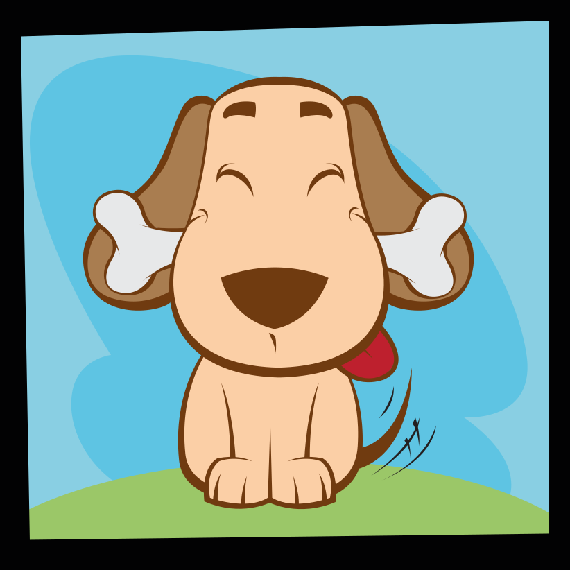Happy dog with bone animal vinyl rug - TenStickers