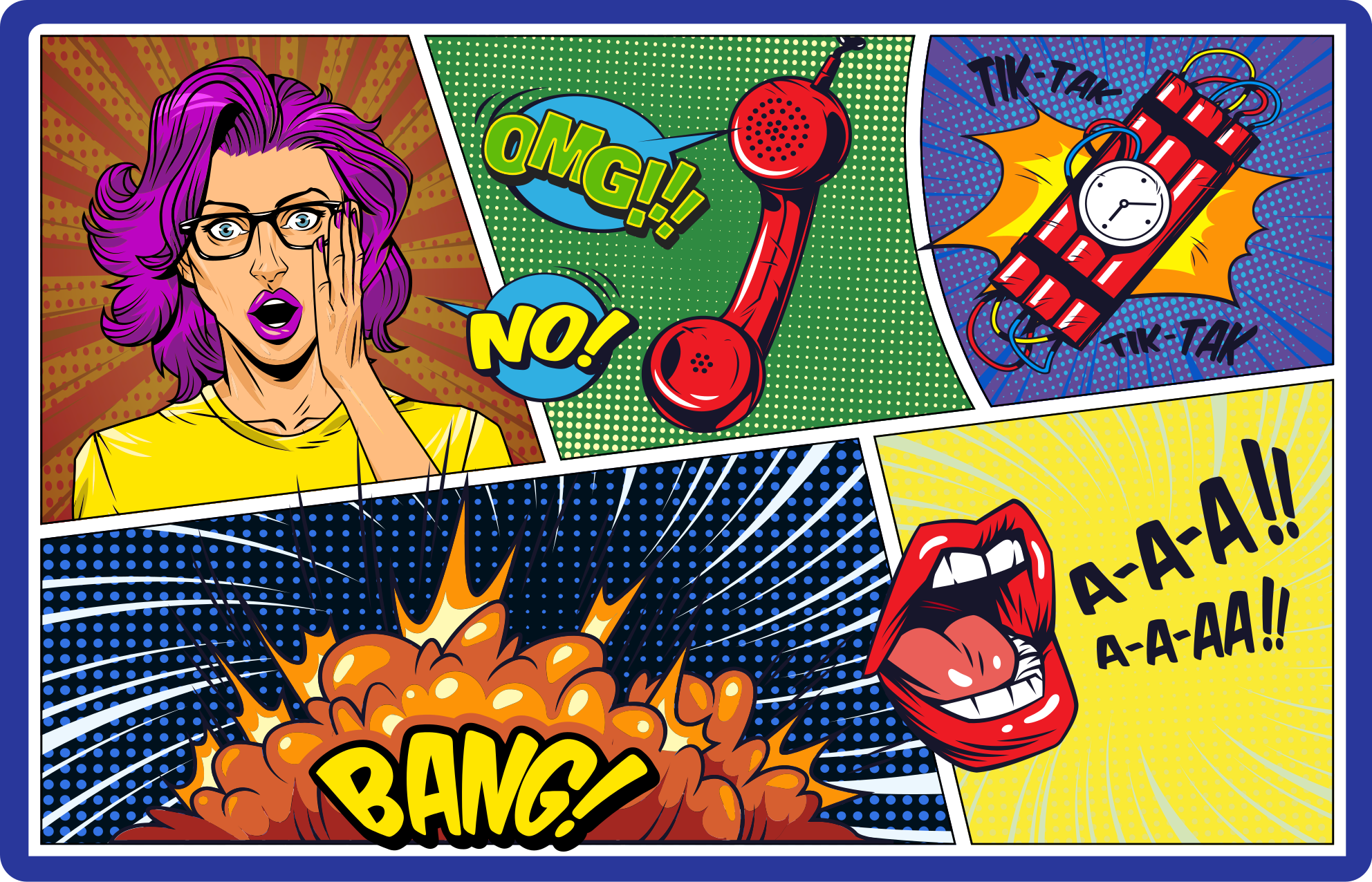 Comic style reactions teenager vinyl rug - TenStickers
