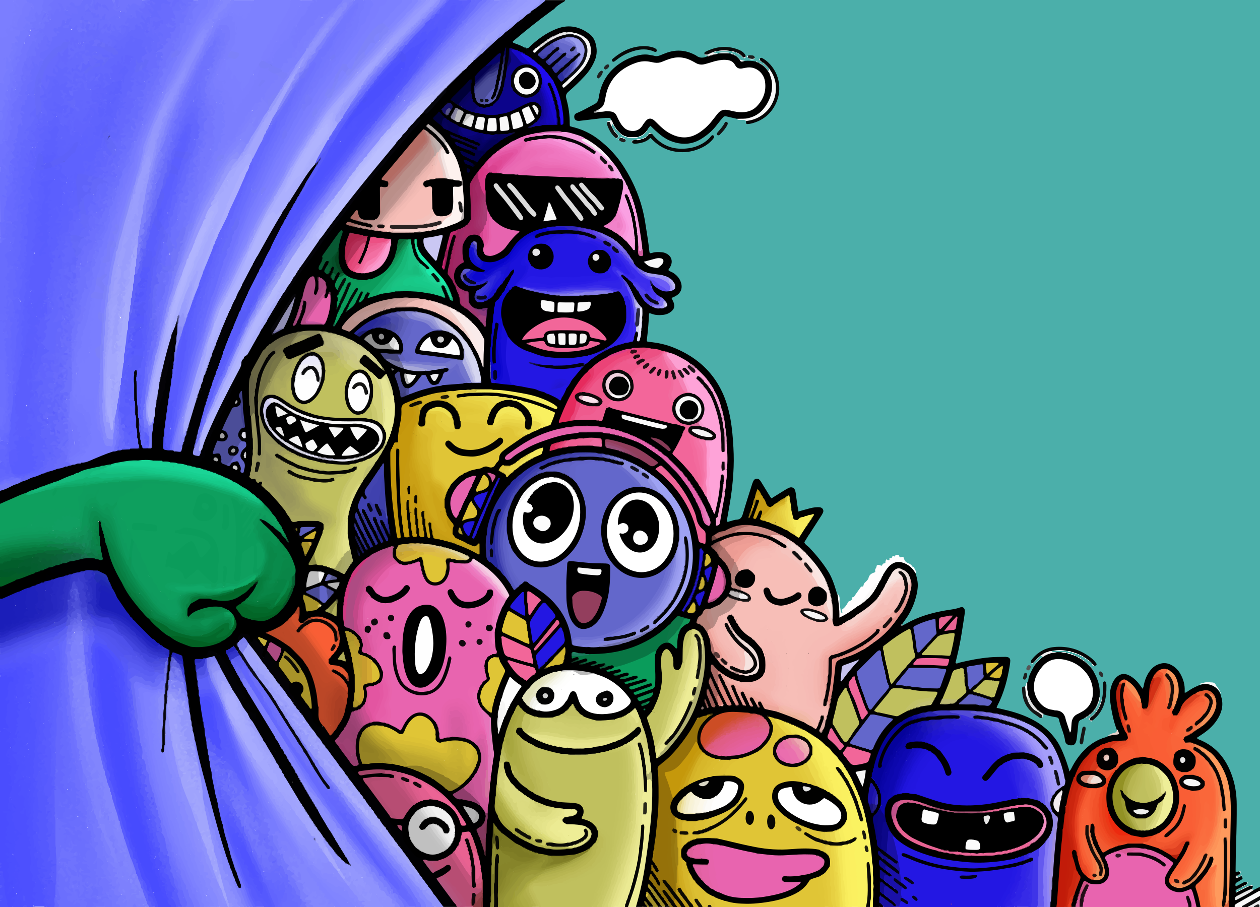 Colorful Monster Characters vinyl rug - TenStickers