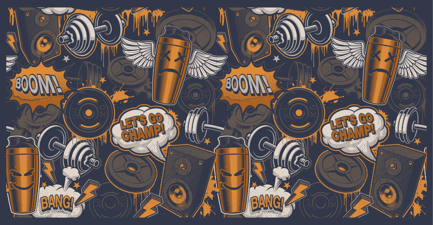 Energetic Fitness Vibes teenager vinyl rug - TenStickers