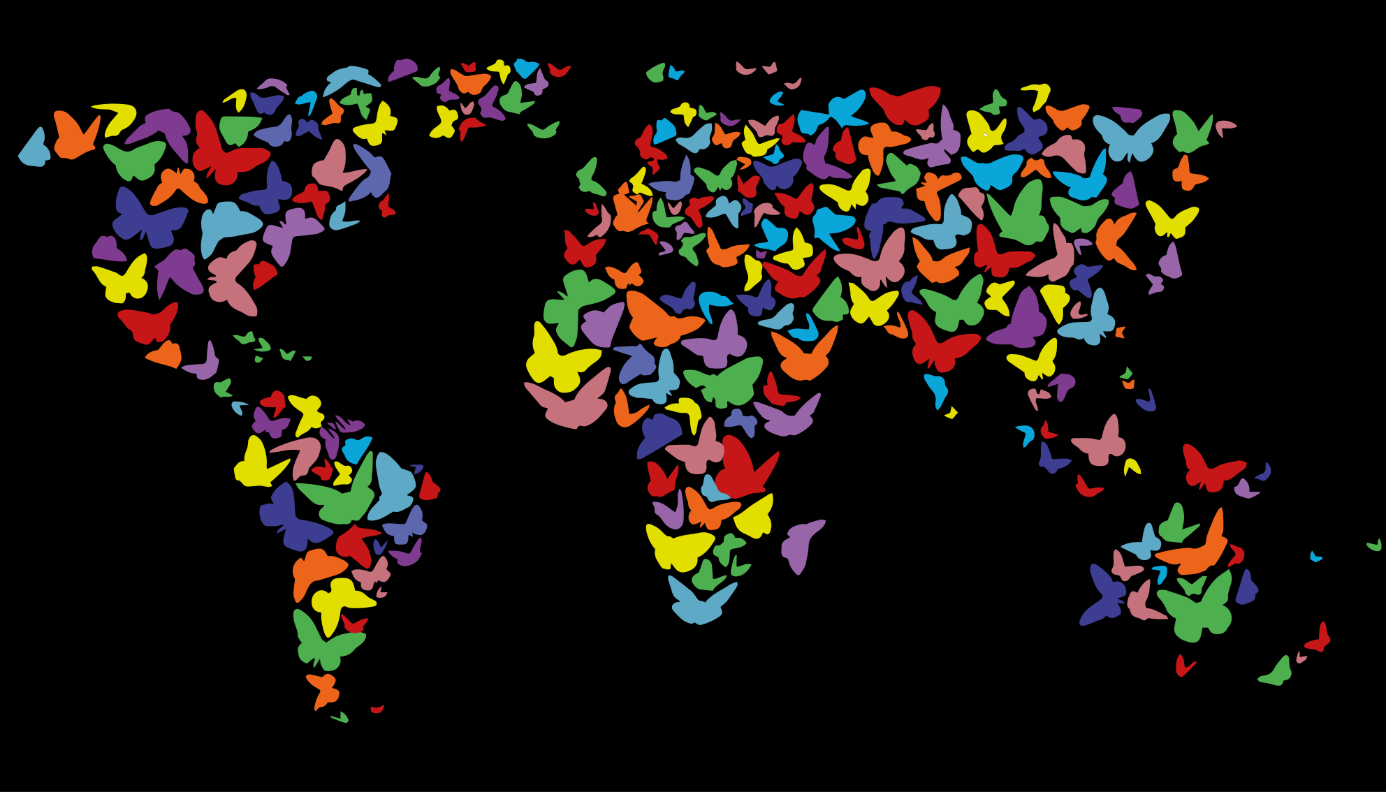 World map neon butterflies  bathroom flooring - TenStickers