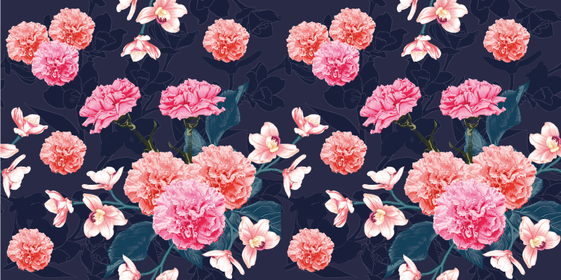 Pink red cloves floral rug - TenStickers