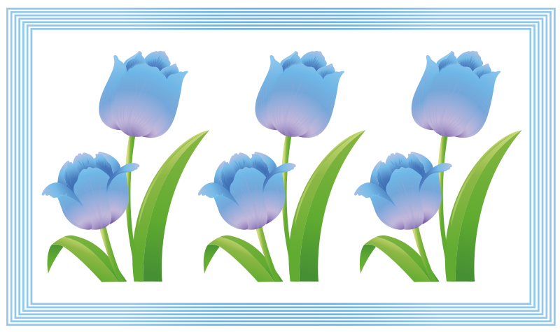 Blue Tulip Display flower vinyl rug - TenStickers