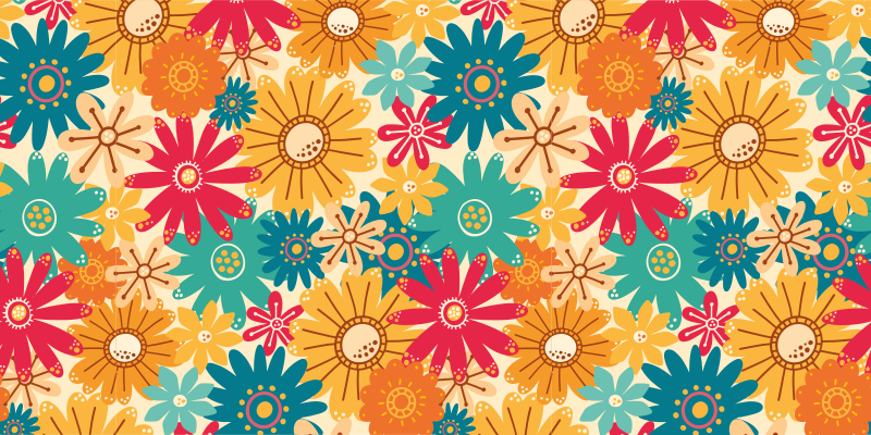 Different flowers mixture floral rug - TenStickers