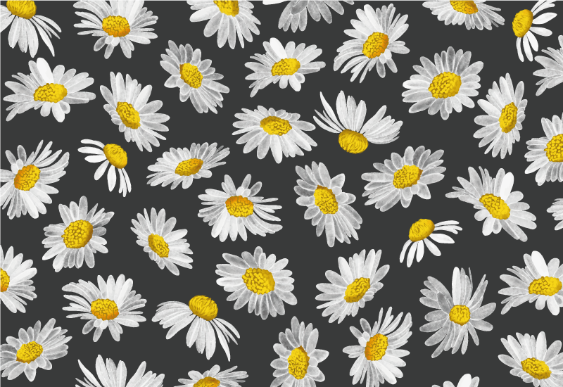 Daisy grey motif flower vinyl rug - TenStickers