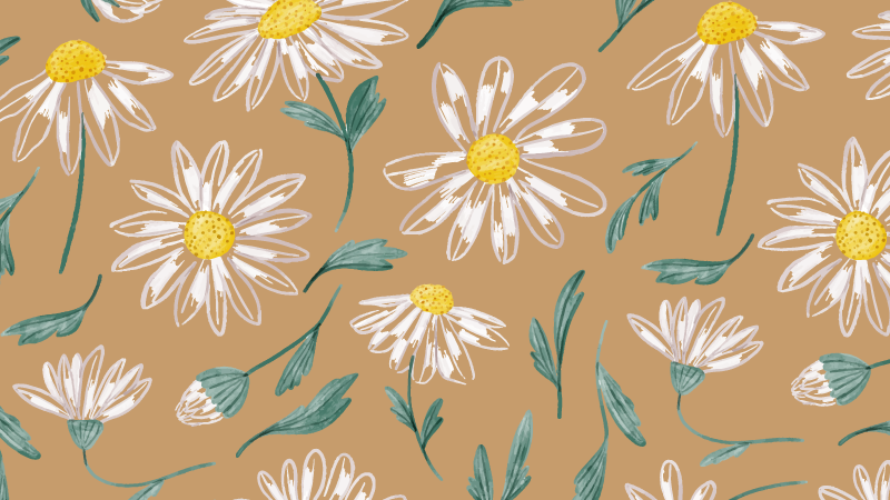 Daisy flower blooming floral vinyl rug - TenStickers