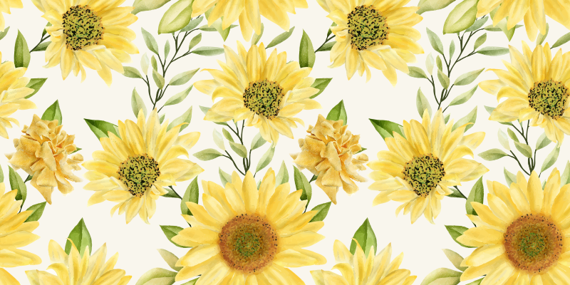 Sunflower white background floral rug - TenStickers