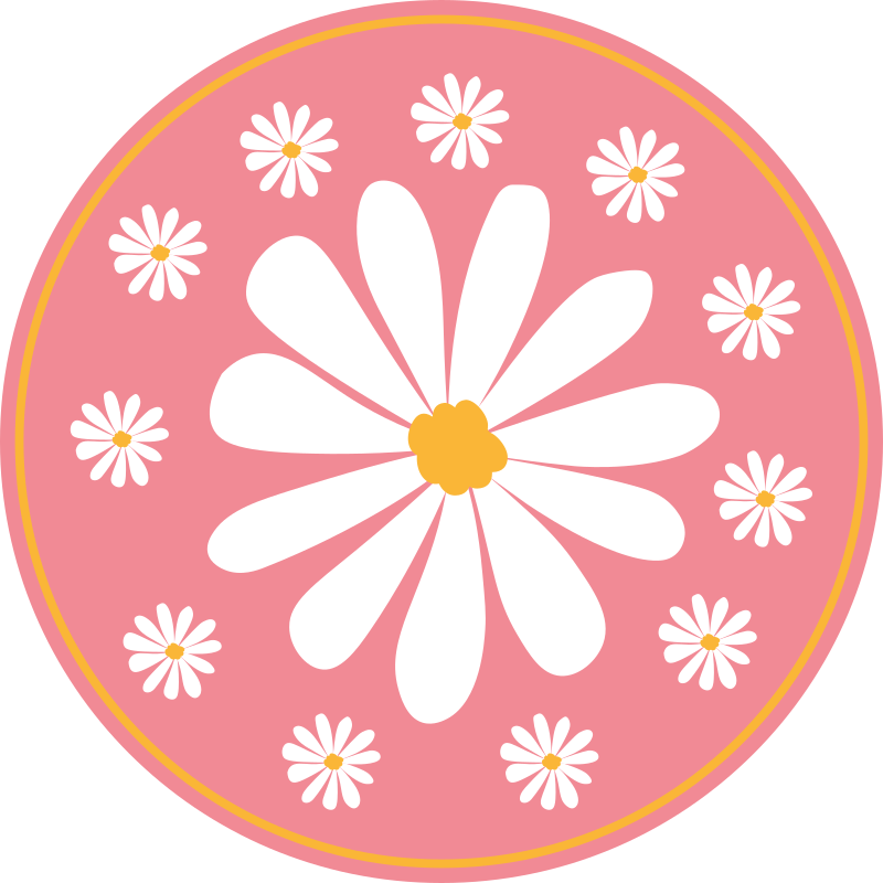 Daisy flower pink background floral rug - TenStickers