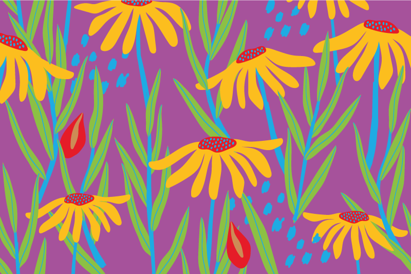 Purple botanical arrangement flower vinyl rug - TenStickers