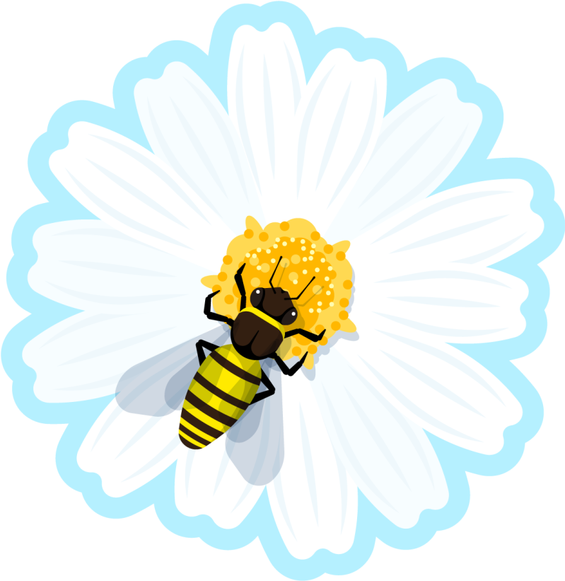 Bee On Daisy flower vinyl rug - TenStickers