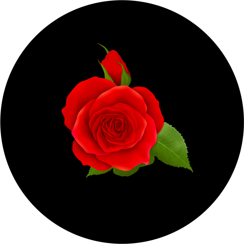 Red rose on black floral vinyl rug - TenStickers