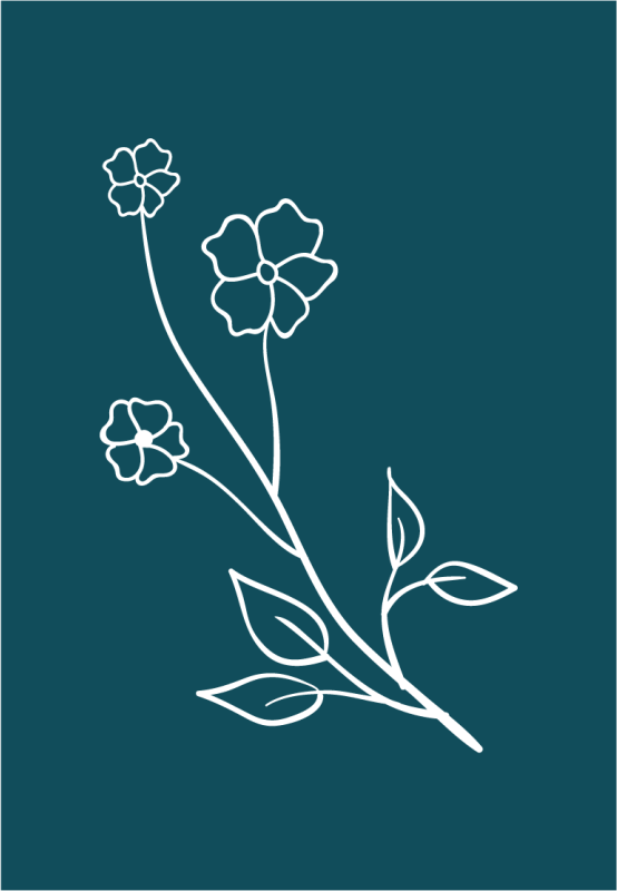 Expressive Floral Stem flower vinyl rug - TenStickers