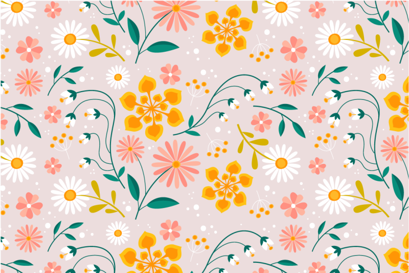 Daisy field design flower vinyl rug - TenStickers