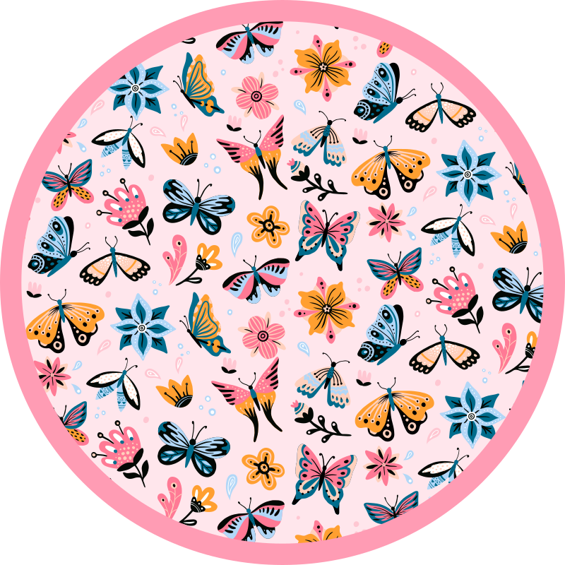 Butterflies and flowers kids nature vinyl rug - TenStickers
