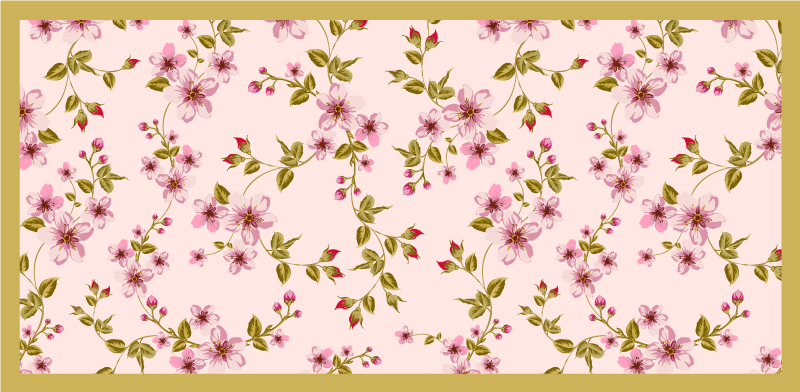 Floral Blossom Motif flower vinyl rug - TenStickers