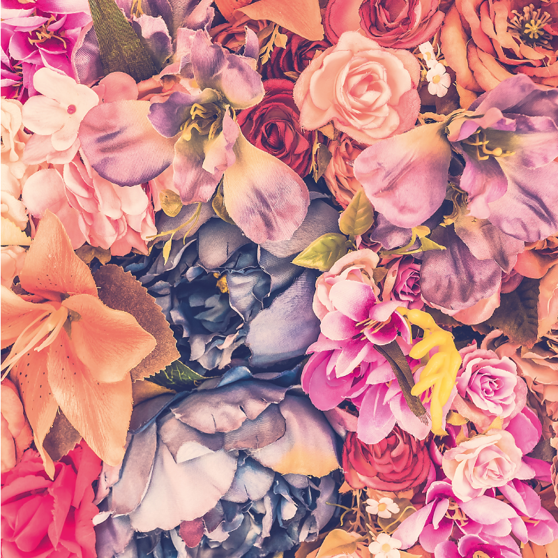 Vibrant Floral Element flower vinyl rug - TenStickers