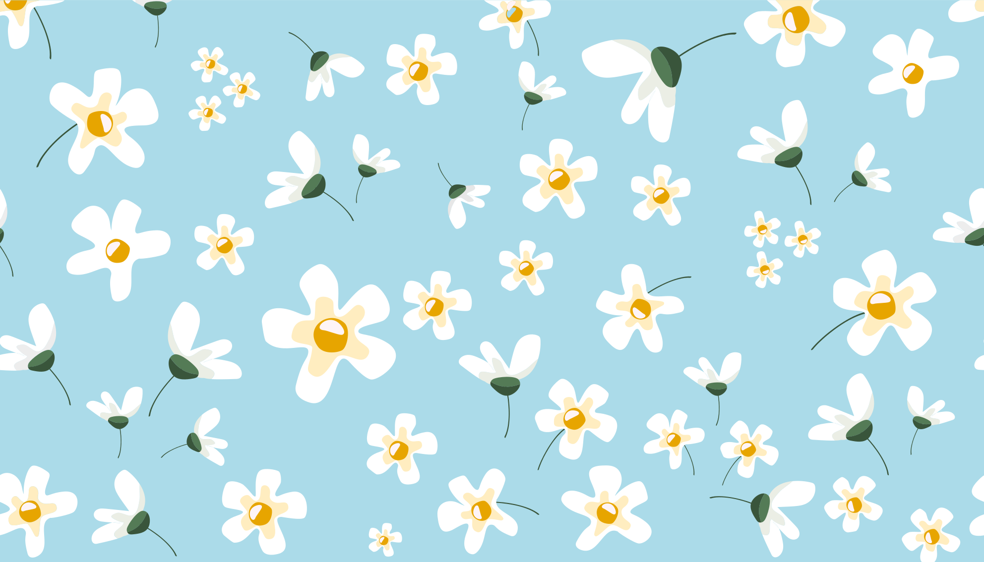 Blue background with daisies floral rug - TenStickers