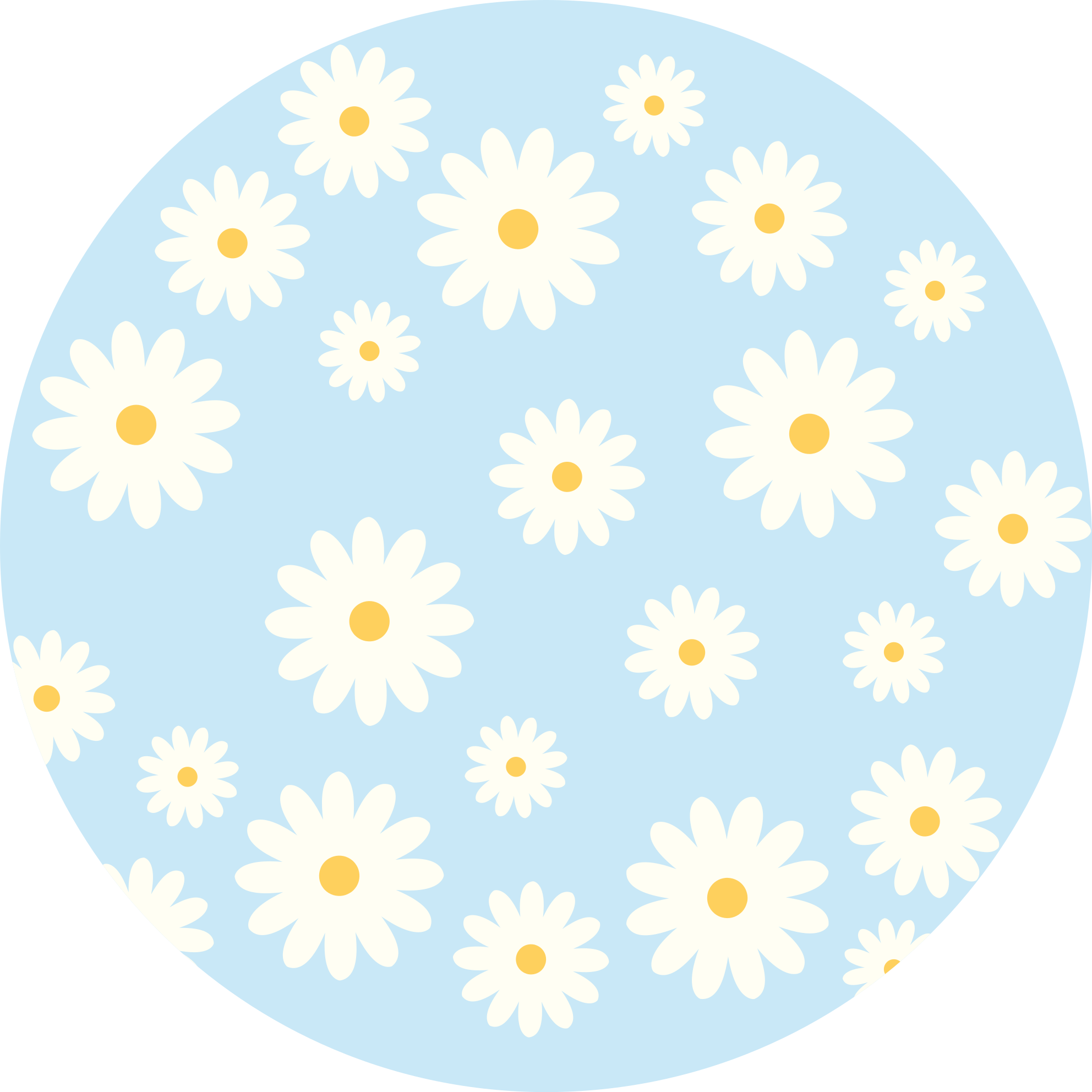 White daisies on light blue background rug - TenStickers