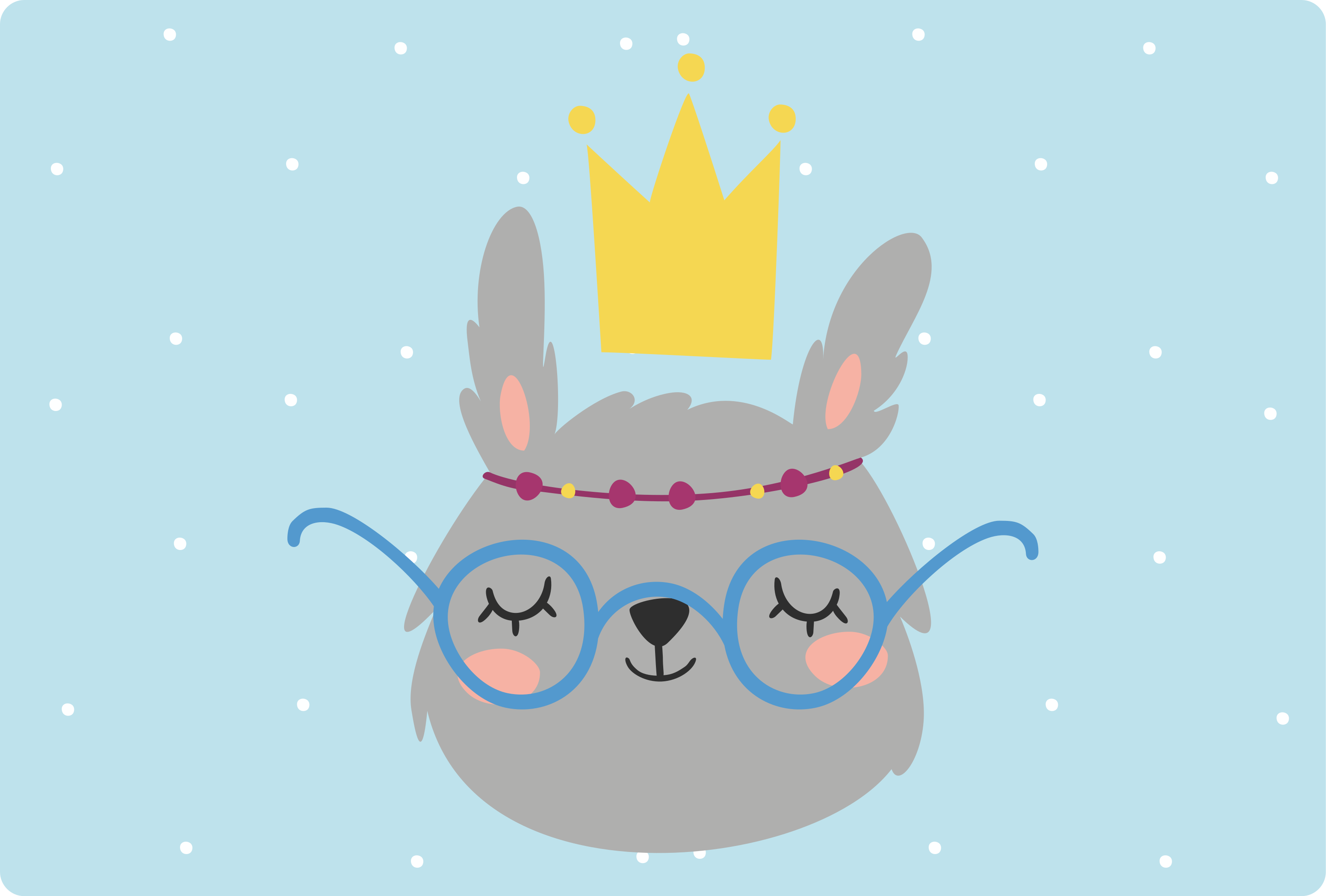 Nordic grey bunny with glasses kids vinyl rug - TenStickers